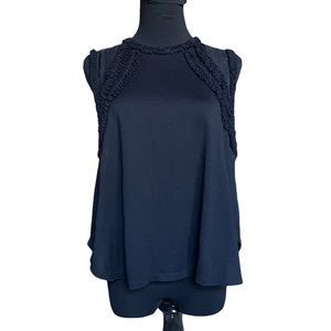 J. Crew Black Ruffle Shoulder Tank